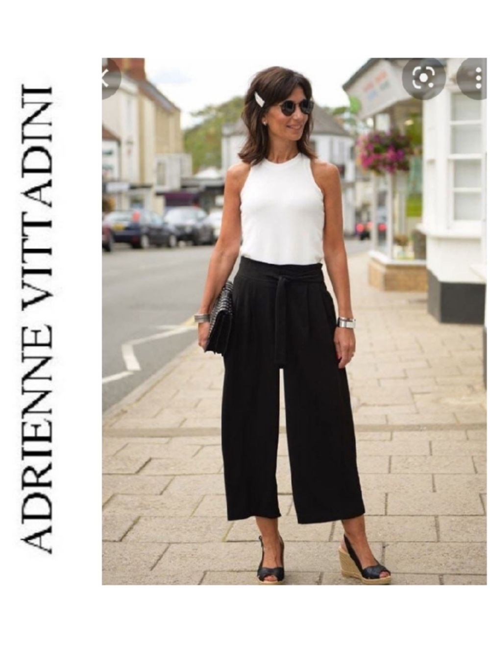 Adrienne Vittadini Dressy Wide-Leg Cropped Pants Sz XL